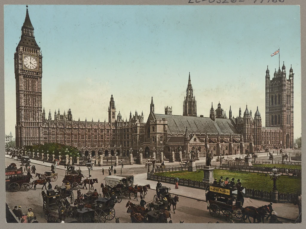 Houses of Parliament, London, ca. 1890. Westminster zur Hochzeit des Britischen Empire, Jahrzehnte vor Hayeks Ankunft an der LSE.